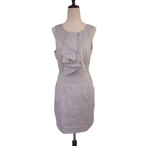 Andrew Marc New York Womens Dress 6 Grey Ruffle Sheath Sleeveless Career